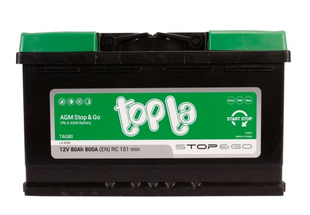 Автомобільний акумулятор TOPLA AGM 6CT 80Ah R+/L+ TAG80 808005 фото