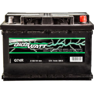 Автомобільний акумулятор Gigawatt G74R 74Ah 680A R+/L+ 746808 фото