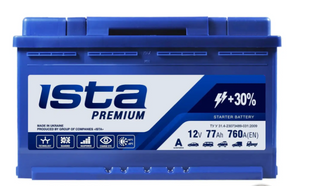 Автомобільний акумулятор ISTA Premium 77Ah 760A R+/L+ 777604 фото