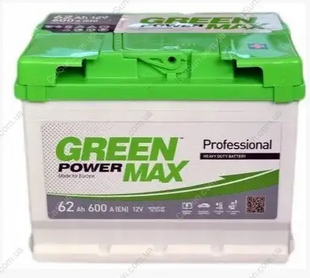 Автомобільний акумулятор Green Power Max A5-62L 62Ah 600A 12V Euro (L2) 242&times;175&times;190 626001 фото