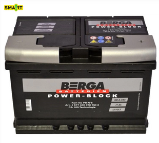 Автомобільний акумулятор BERGA Power Block 77Ah 780A (-/+) Euro 777801 фото