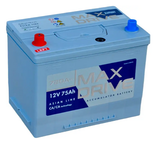 Акумулятор автомобільний MAX DRIVE ASIA SMF 75Ah 720A 12V R+/L+ (N50, 260&times;172&times;218) 7572004 фото