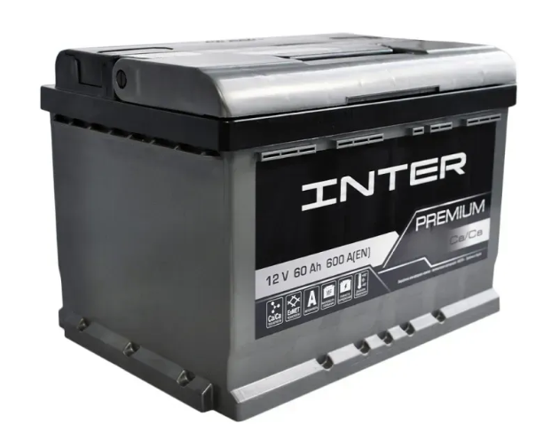 Автомобільний акумулятор INTER Premium 60Ah 600A 12V (L2B) L+/R+ 606002 фото